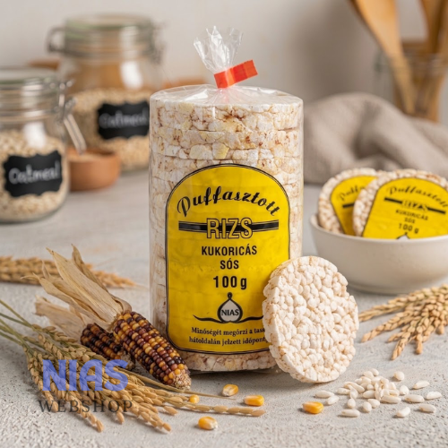 Puffasztott rizs, kukoricás sós 100g